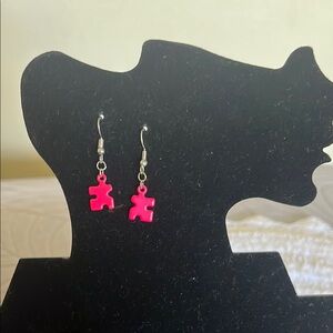 Pink Puzzle Piece Earrings